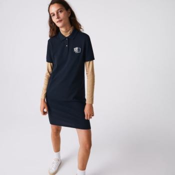 Lacoste Badge Polo Elbise Lacivert Mavi | gTQeDG7v