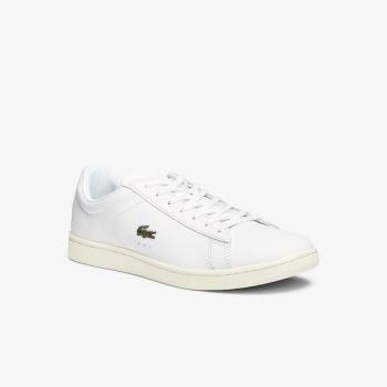 Lacoste Carnaby Evo Deri Accent Sneakers Beyaz Gri | 33oSoAgO