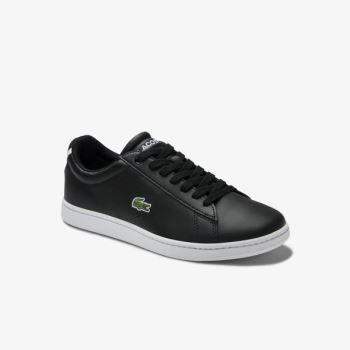 Lacoste Carnaby Evo Mesh-lined Deri Sneakers Siyah | eH8Mgk1l