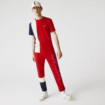 Lacoste Colorblock Fleece Parça Pants Kırmızı Bej Rengi Lacivert Mavi | LEUeVRQW