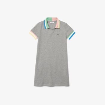 Lacoste Colorblock Pamuklu Piqué Polo Elbise Gri Beyaz | UGj6c6Cf