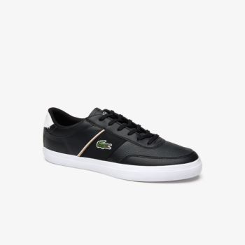 Lacoste Court-Master Tumbled Deri Sneakers Siyah Beyaz | eASKLaTB