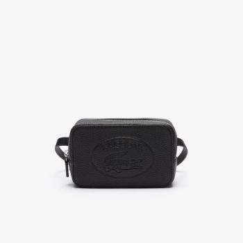 Lacoste Croco Crew Embossed Logo Grained Deri Belt Bag Siyah | 10Kyl5Ji