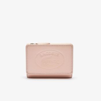 Lacoste Croco Crew Grained Deri Zip Wallet Pembe | T67zGeWm