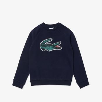 Lacoste Crocodile Graphic Fleece Sweatshirt Lacivert Mavi | NF41gVFx