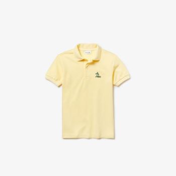 Lacoste Embroidered Pamuklu Petit Piqué Polo Sarı | M9cEMfaA