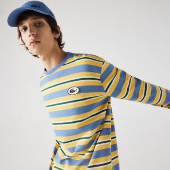 Lacoste Heritage Relaxed Striped Pamuklu T-shirt Mavi Sarı Beyaz Yeşil | pwQLBMIu