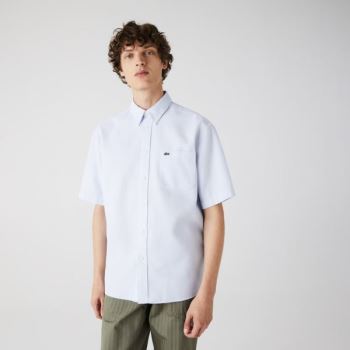 Lacoste Kısa-Sleeved Hafif Pamuklu Shirt Açık Mavi Beyaz | xuUdCEqT