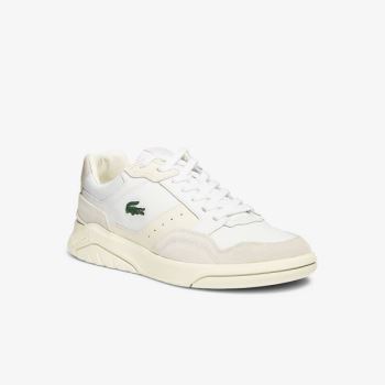 Lacoste Men’s Game Advance Luxe Deri and Süet Sneakers Beyaz Gri | qM2nxDBK