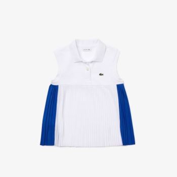 Lacoste Pleated Pamuklu Polo Mavi Beyaz | PPsoHVFq