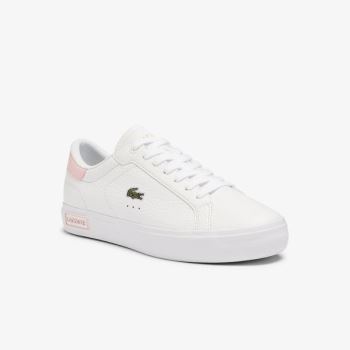 Lacoste Powercourt Deri and Sentetik Sneakers Beyaz Açık Pembe | d1Jxvf4c