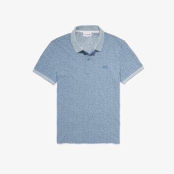 Lacoste Printed Slim Fit Pamuklu Piqué Polo Beyaz Mavi | 19P4oB5R