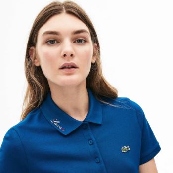 Lacoste Rainbow Script Collar Polo Mavi | tUgbUVc7