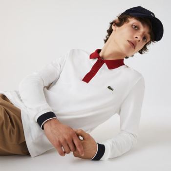 Lacoste Regular Fit Made in France Polo Shirt Beyaz Koyu Kırmızı Lacivert Mavi | vtq0AZGU