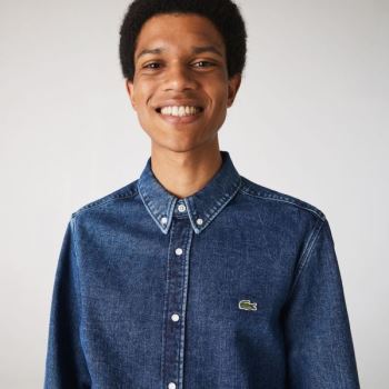 Lacoste Regular Fit Natural Pamuklu Denim Shirt Mavi | FndFCVNK