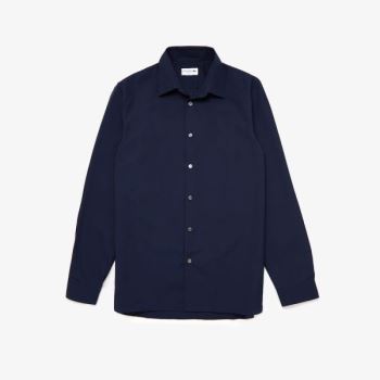 Lacoste Regular Fit Premium Pamuklu Poplin Shirt Lacivert Mavi | lyXSW82t