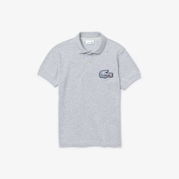 Lacoste Regular fit Crocodile Flecked Pamuklu Piqué Polo Shirt Gri | 7hzdsoLN