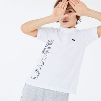 Lacoste SPORT Branded Nefes Alabilir Piqué Polo Shirt Beyaz Lacivert Mavi | quuLBAxw