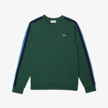 Lacoste SPORT Contrast Bands Fleece Sweatshirt Yeşil Gri Mavi Lacivert Mavi Beyaz | 4dLwWiD6