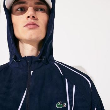 Lacoste SPORT French Open Kukuletalı Zip Jacket Lacivert Mavi Beyaz | SxhEisj4