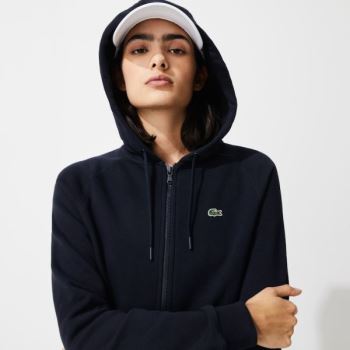 Lacoste SPORT Kukuletalı Fleece Zip Tenis Sweatshirt Lacivert Mavi | u5d5LCvS