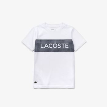 Lacoste SPORT Lettering Pamuklu Jersey T-shirt Beyaz Lacivert Mavi | 86pZmqhi