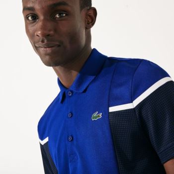 Lacoste SPORT Mesh Panel Nefes Alabilir Tenis Polo Shirt Mavi Siyah Beyaz | iISt4Lmg