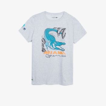 Lacoste SPORT Miami Open Crocodile Print T-shirt Gri | odHhvicG