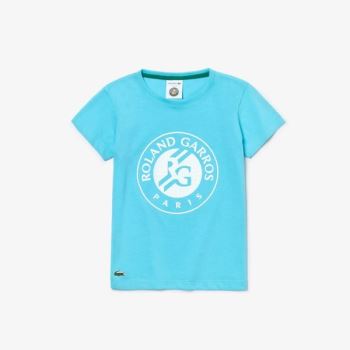 Lacoste SPORT Roland Garros Logo T-Shirt Turkuaz Beyaz Yeşil | 6zHIG8OD