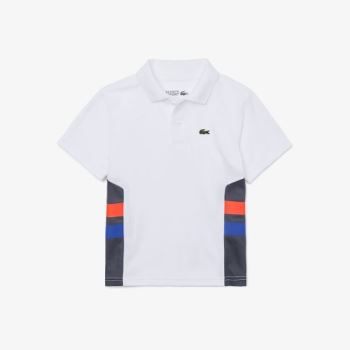 Lacoste SPORT Side Stripe Antrenman Polo Beyaz Koyu Gri Kırmızı Mavi | ReNTrtPQ