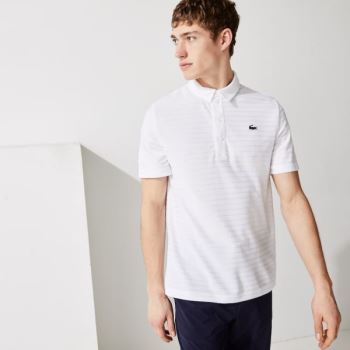 Lacoste SPORT Textured Nefes Alabilir Golf Polo Shirt Beyaz | pNKKBP0u