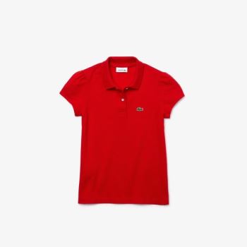 Lacoste Scalloped Collar Mini Piqué Polo Shirt Kırmızı | 8mr157R0