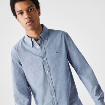 Lacoste Slim Fit Pamuklu Chambray Shirt Mavi | vYh9VJIr