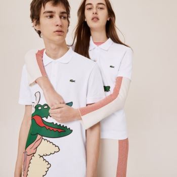 Lacoste x Jean-Michel Tixier Print Klasik Fit Polo Shirt Beyaz Lacivert Mavi | wvAAtDFk