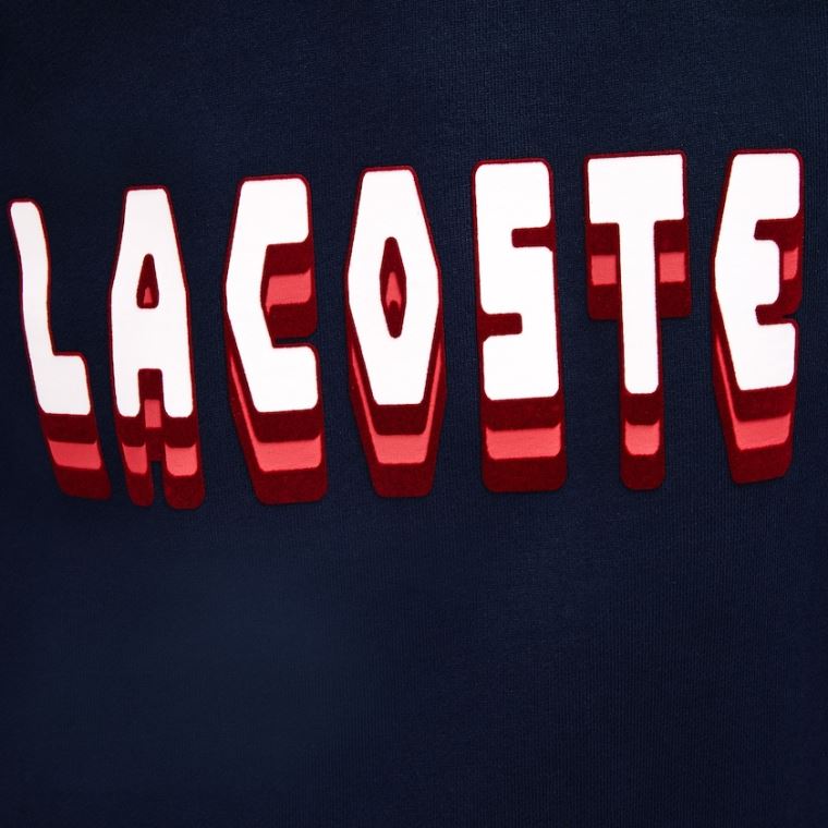 Lacoste 3D-Lettering Fleece Sweatshirt Elbise Lacivert Mavi | lTebNXMY