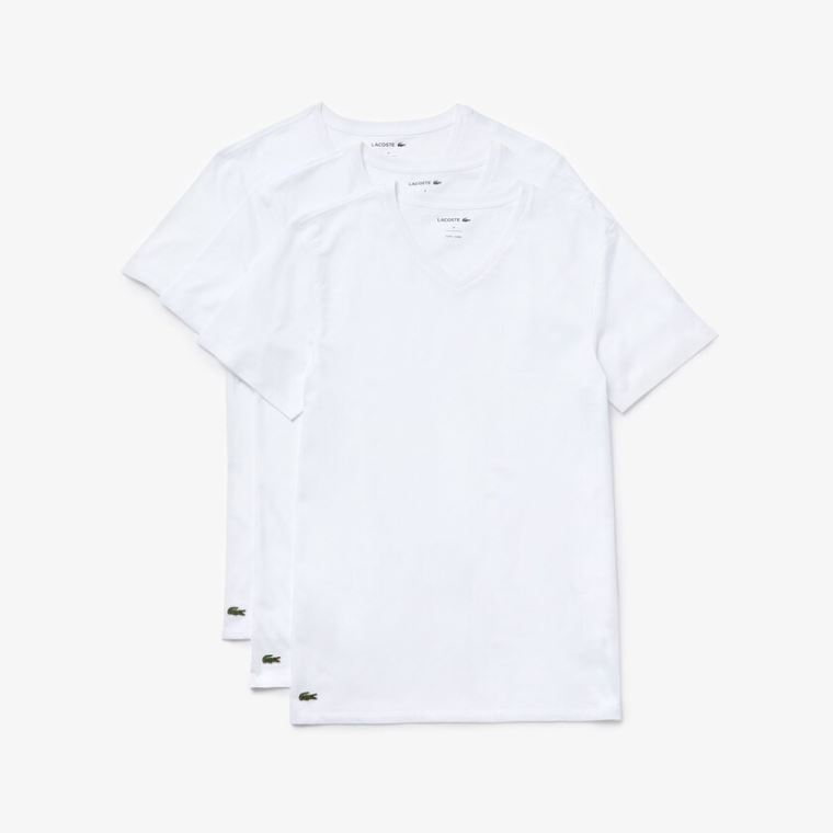 Lacoste 3 Pack of Plain T-Shirts Beyaz | YpWzT4KJ