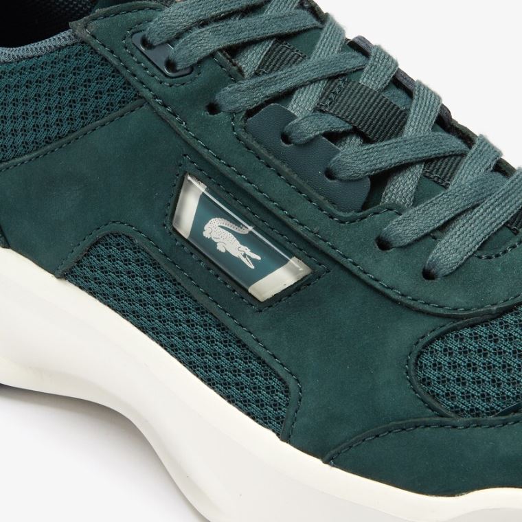 Lacoste Ace Lift Bicolour Deri Sneakers Koyu Yeşil Beyaz | TbPTGp0E