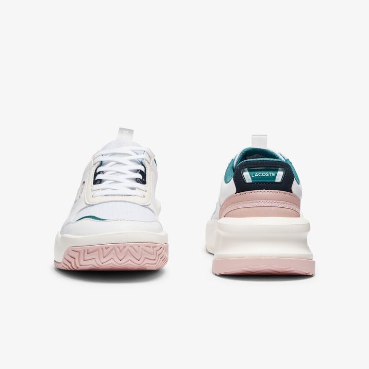 Lacoste Ace Lift Deri Sneakers Beyaz Pembe | tSNSFdb3