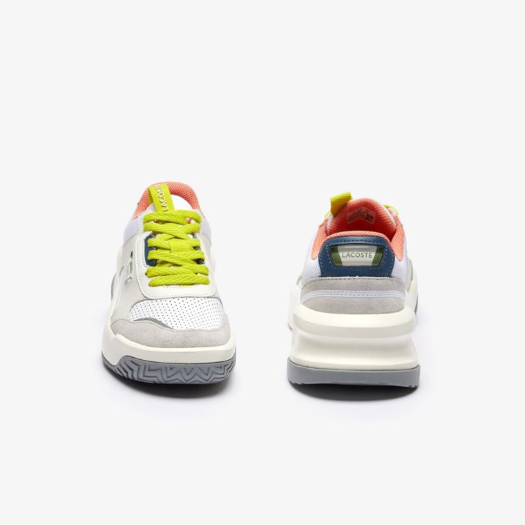 Lacoste Ace Lift Deri and Süet Sneakers Beyaz Açık Gri | m6tNKlqg