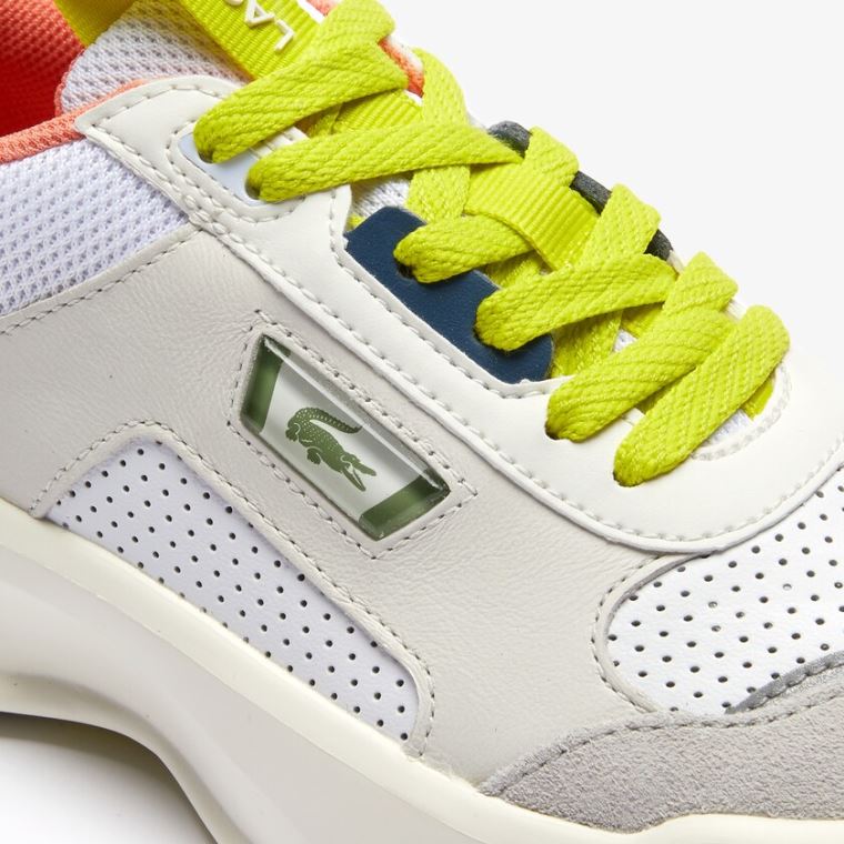 Lacoste Ace Lift Deri and Süet Sneakers Beyaz Açık Gri | m6tNKlqg