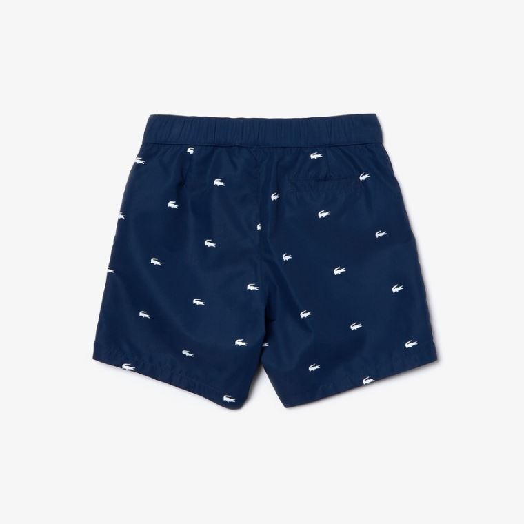 Lacoste All-Over Croc Swim Trunks Lacivert Mavi Beyaz | 9UDUBj3w