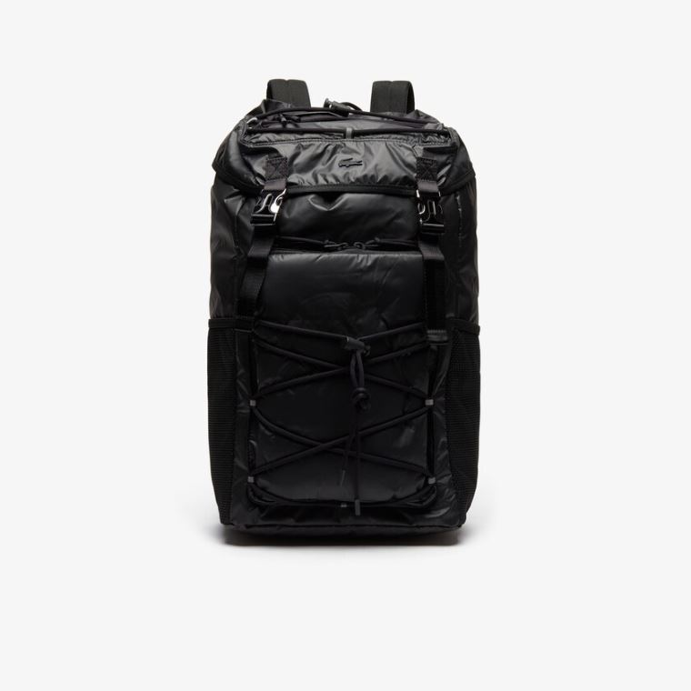 Lacoste Altitude Drawstring Flap Naylon Backpack Siyah | hjpq2J8Y