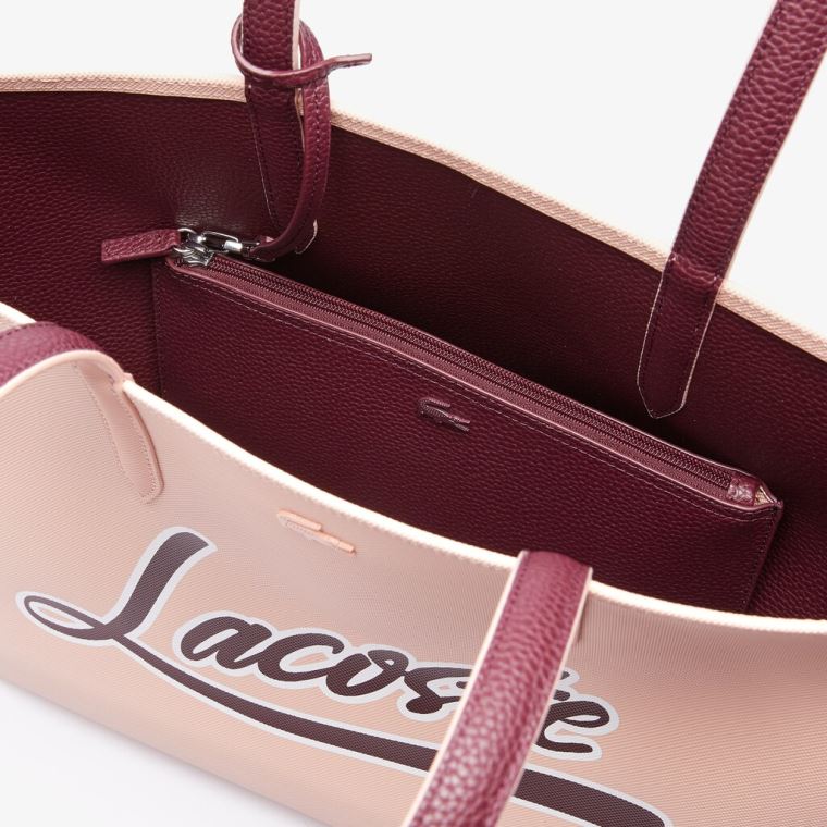 Lacoste Anna Removable Pouch Signature Reversible Tote Bordo | 1Ja1m49R