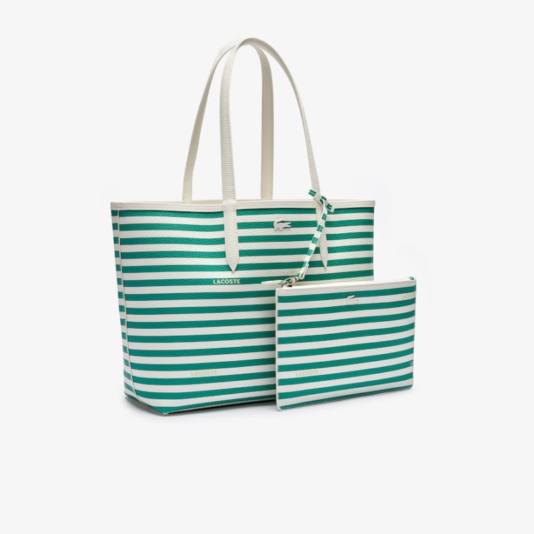 Lacoste Anna Reversible Solid Or Striped Colorblock Tote Bag Beyaz Çizgili | uk5WgS1w