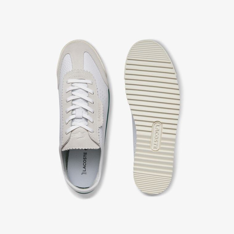 Lacoste Ascenta Deri and Süet Sneakers Beyaz | 7DXahrnQ