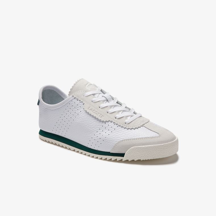 Lacoste Ascenta Deri and Süet Sneakers Beyaz | 7DXahrnQ