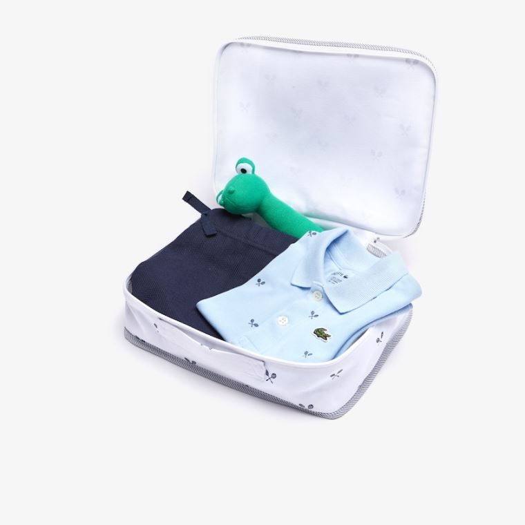 Lacoste Baby Rattle And Pamuklu Piqué Pajama Box Set Açık Mavi Lacivert Mavi | XGZTVmHc