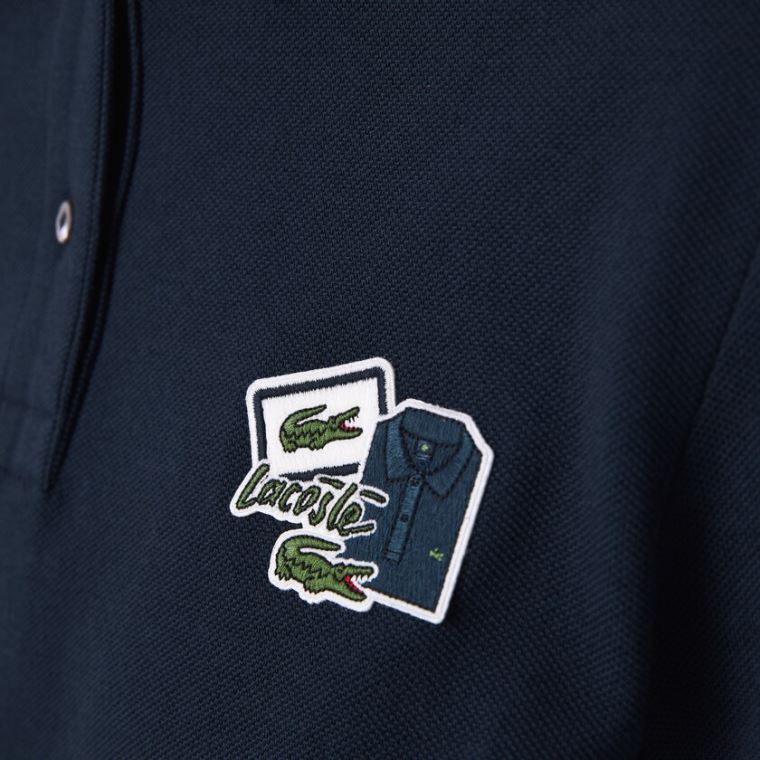 Lacoste Badge Polo Elbise Lacivert Mavi | gTQeDG7v