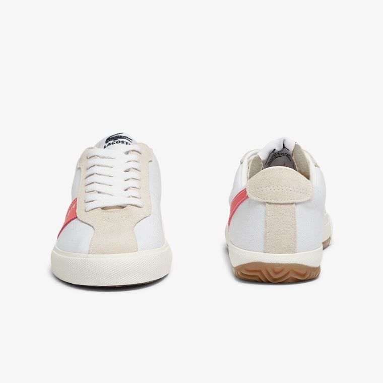 Lacoste Ball Net Kanvas and Süet Sneakers Beyaz Bej Rengi | HWnCBfC1