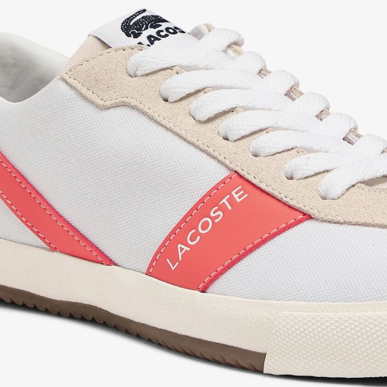 Lacoste Ball Net Kanvas and Süet Sneakers Beyaz Bej Rengi | HWnCBfC1